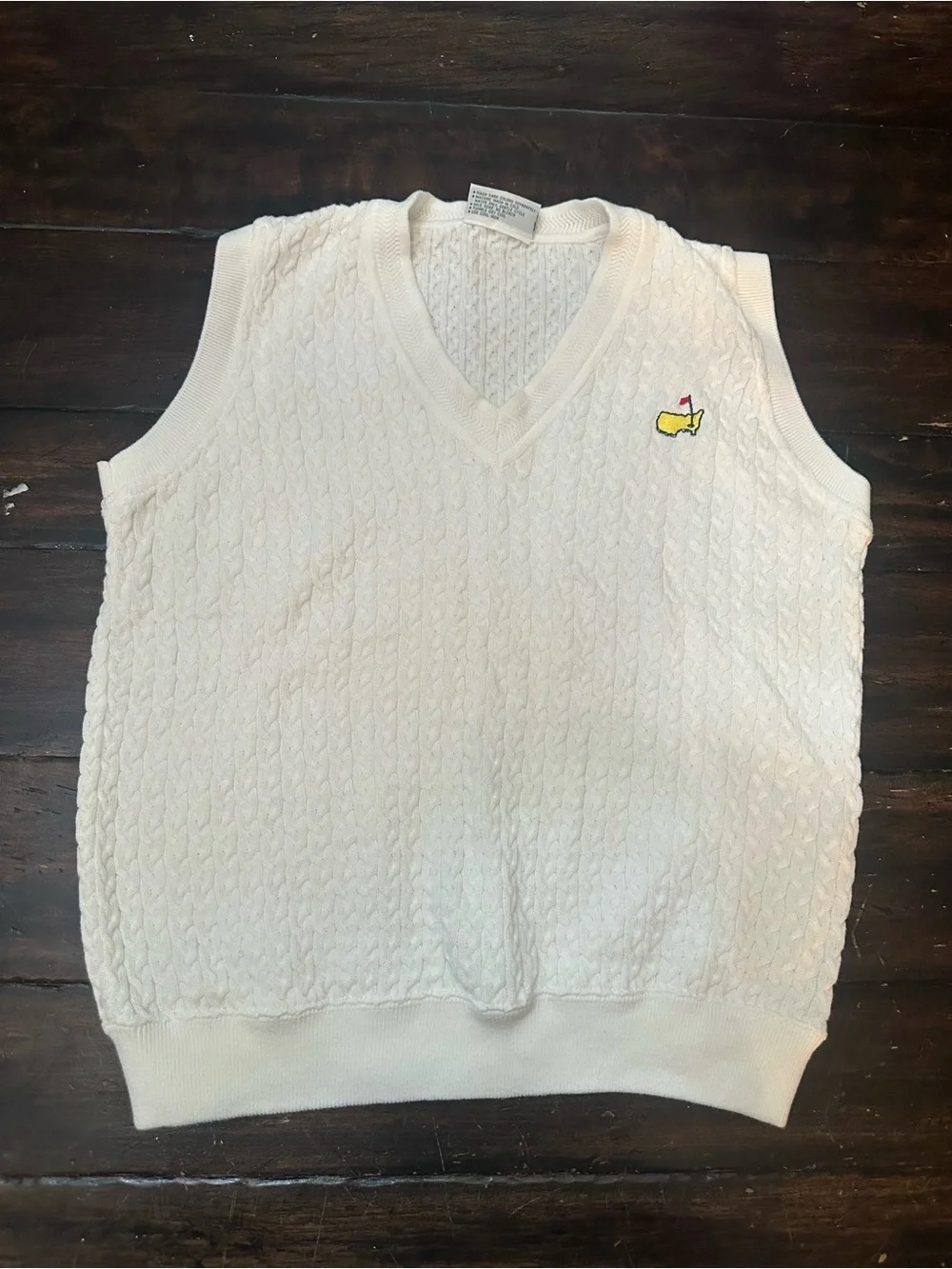 Masters Collection Cable Knit Golf Sweater Vest White Size Small 38909